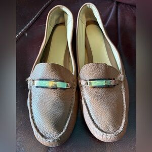 Michael Kors Tan Leather Loafers with Tortoise Gold Accents size 8 women